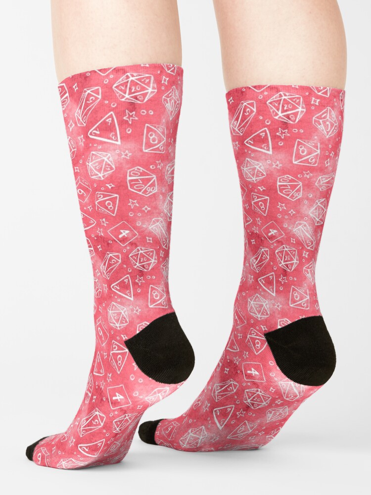 Alternate view of Watercolor Line Art Dice - Pink Socks