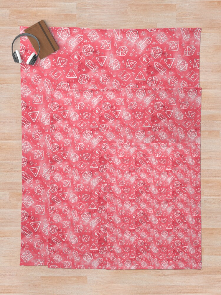 Alternate view of Watercolor Line Art Dice - Pink Throw Blanket