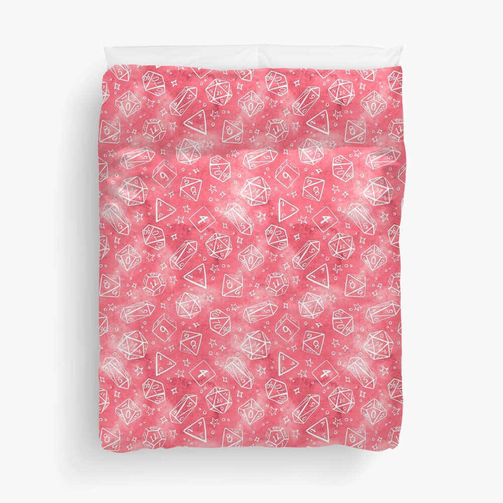 Watercolor Line Art Dice - Pink Duvet Cover