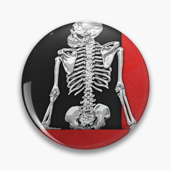 Item preview, Memento Mori - Silver Human Skeleton on Red and Black Canvas designed and sold by Serge Averbukh Art Studio.