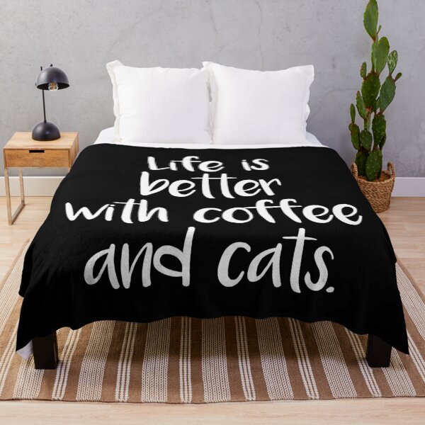 Item preview, LIFE IS BETTER WITH COFFEE AND CATS designed and sold by RhubarbMyrtle.