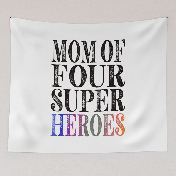 Item preview, Mom Of Four Super Heroes Essential Classic Sticker And Shirt Design designed and sold by Glike.