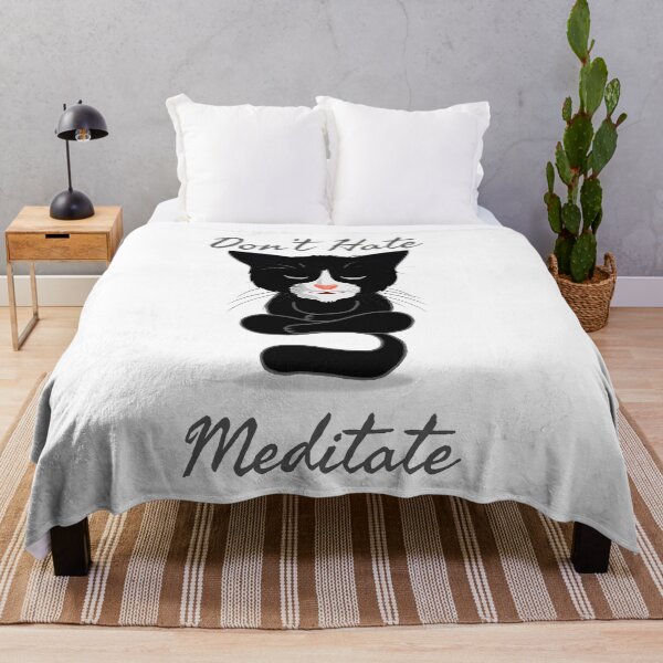 Item preview, Don't Hate Meditate - black Cat meditation designed and sold by smailjr.
