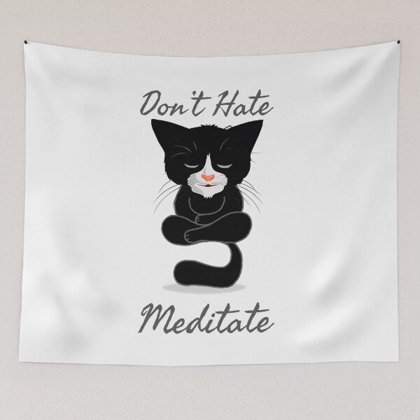 Item preview, Don't Hate Meditate - black Cat meditation designed and sold by smailjr.