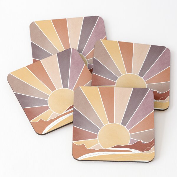 Item preview, Sunset near the mountains in the desert in countryside | illustration designed and sold by FoxUA-Print.