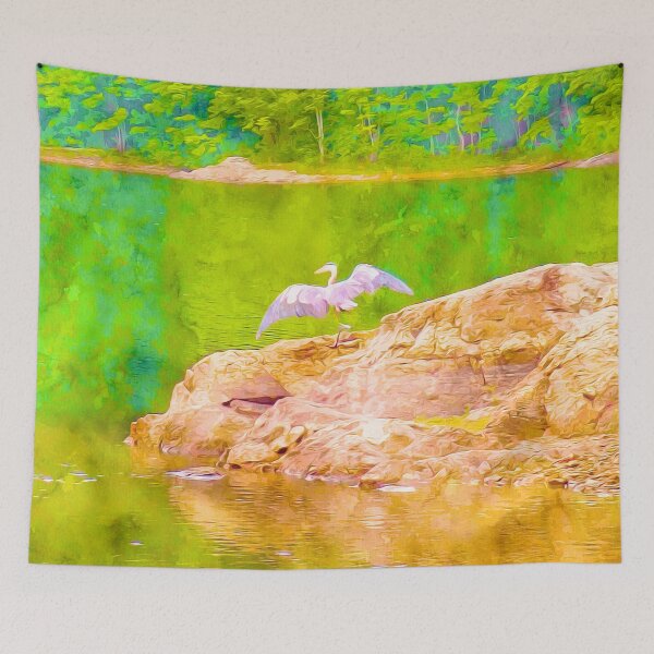 Item preview, Heron on the Rock - A Woodsy Nature Design designed and sold by TheBearandBunny.