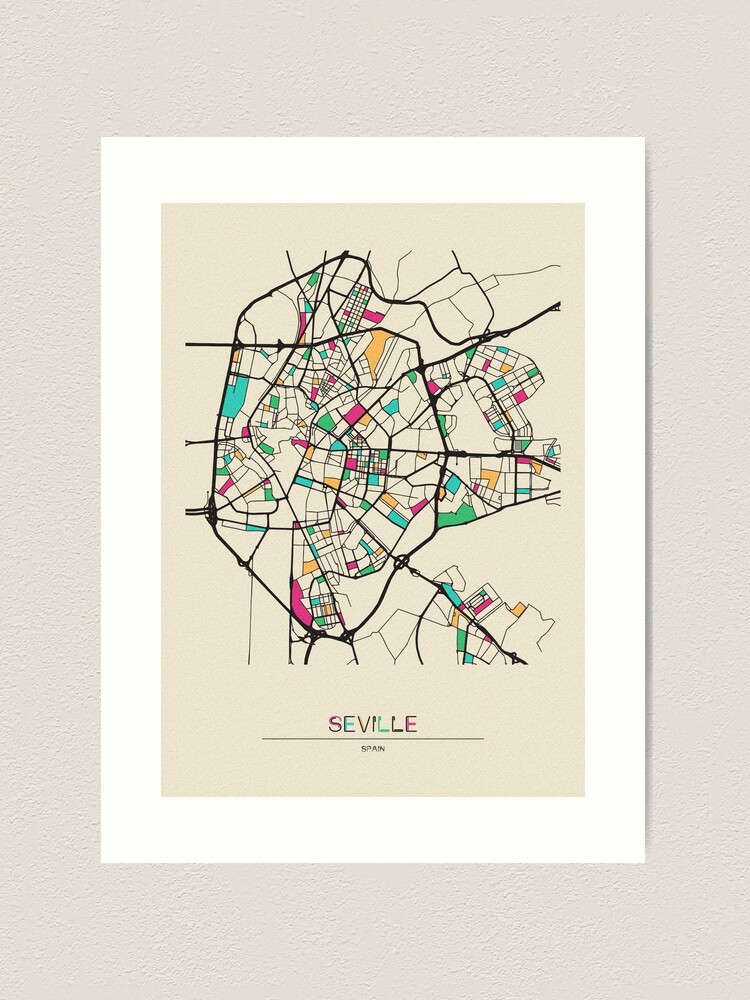 Outlets 1590 ancient map of Seville, Spain, aerial view, printed on fine art photo paper, ready to be framed, 27'' x 36'', 68 cm x 92 cm