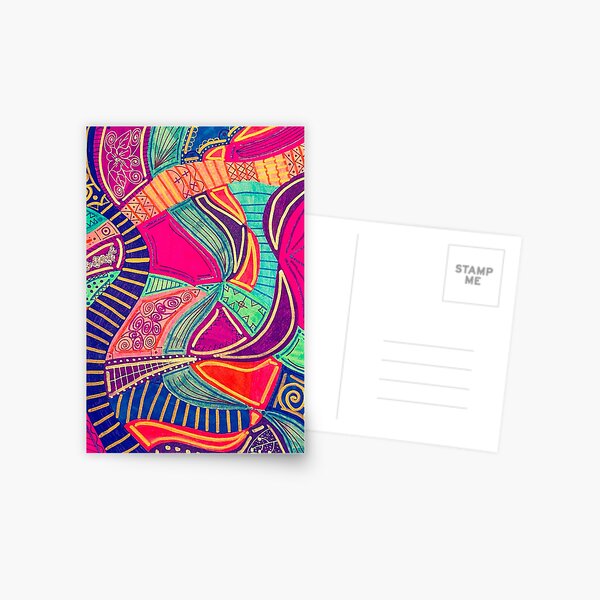 Bright Abstract Ribbon Patterns Postcard