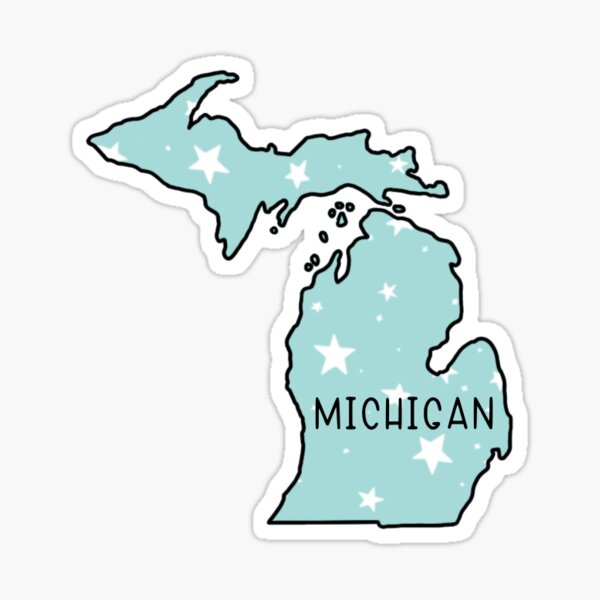 Michigan Light Teal Star Sticker