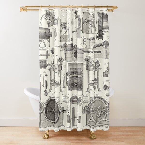 Vintage Science and Engineering Poster Shower Curtain