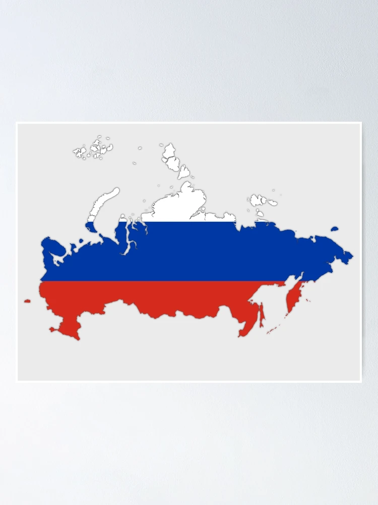 Flag Map of Russia, Russia Map Outline with National Flag Inside Poster  for Sale by mashmosh