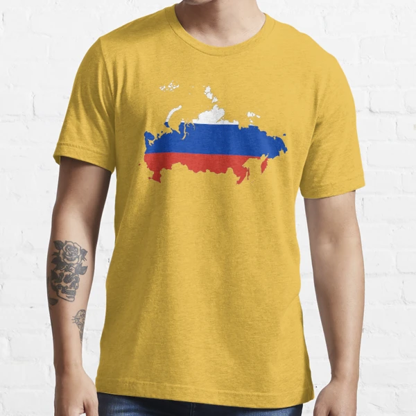 Flag Map of Russia, Russia Map Outline with National Flag Inside Essential  T-Shirt for Sale by mashmosh