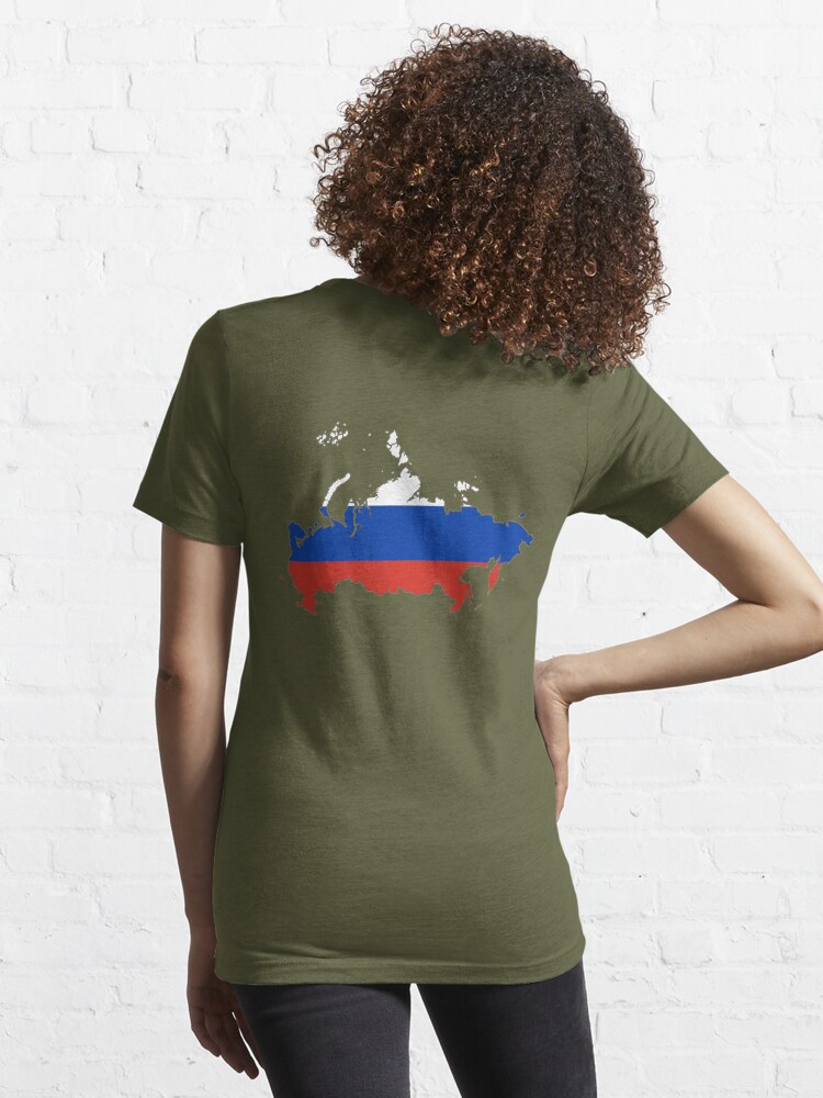 Flag Map of Russia, Russia Map Outline with National Flag Inside Essential  T-Shirt for Sale by mashmosh