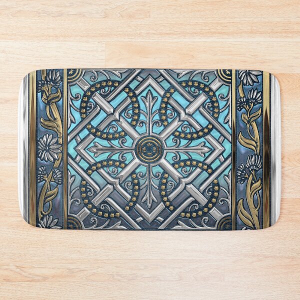 Item preview, Ornate Medieval Sacred Celtic Cross over Blue Leather  designed and sold by Serge Averbukh Art Studio.