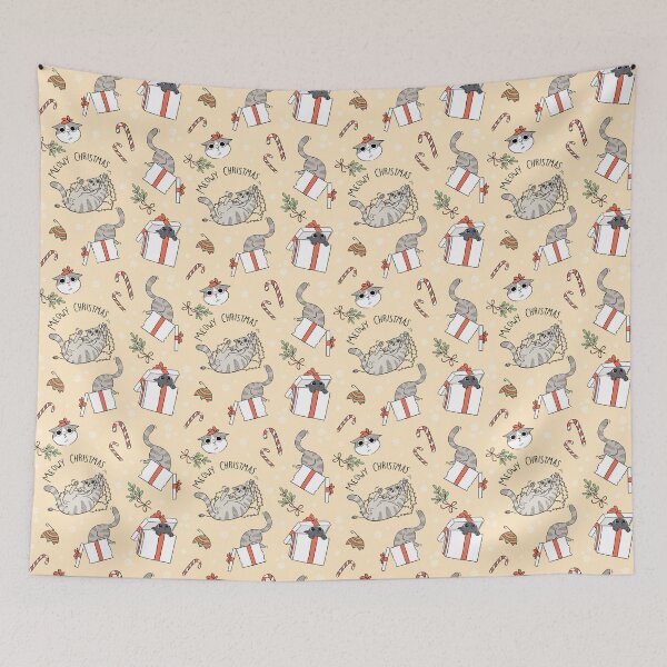 Item preview, Meowy Christmas pattern designed and sold by SereArt.