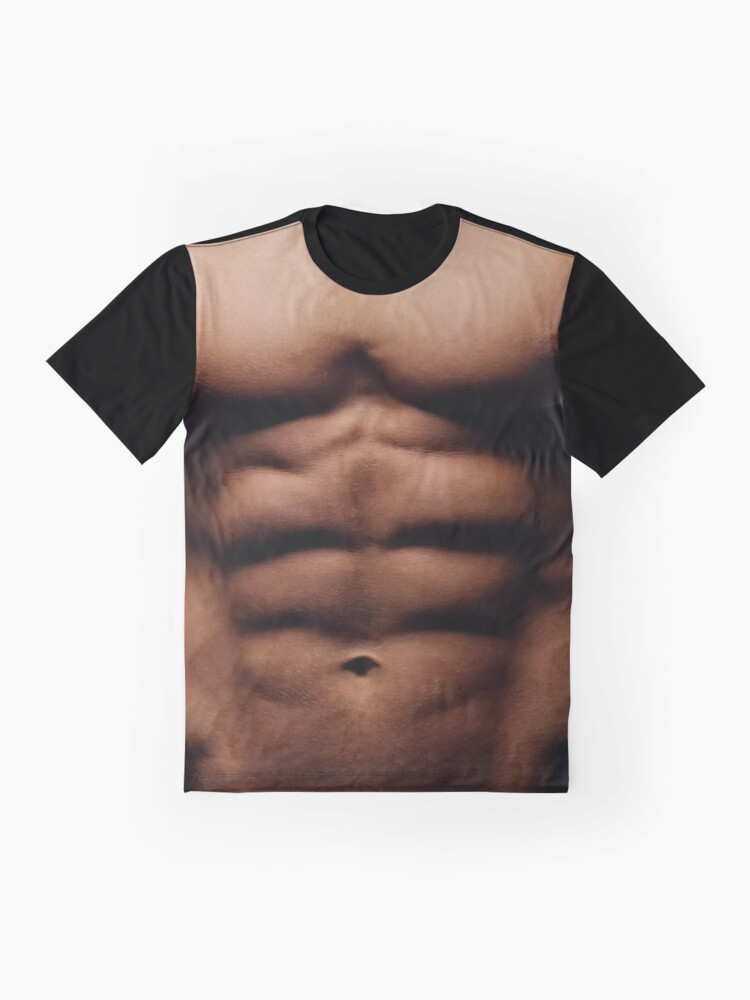 Men's 3d T-shirt Bodybuilding Simulated Muscle Shirt Nude Skin Chest Muscle  Tee Shirt A