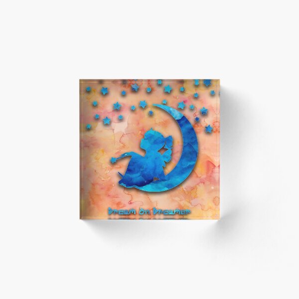 "Dream on Dreamer" watercolor design by IngeniumArtist Acrylic Block