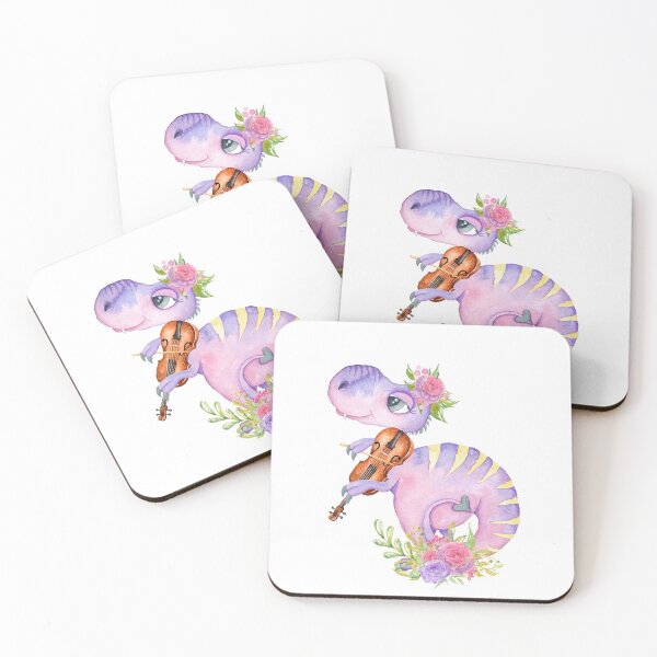 Item preview, Dinosaur Playing The Violin, Floral Dino Art, Music Dinosaurs And Flowers designed and sold by iHeartDinosaurs.