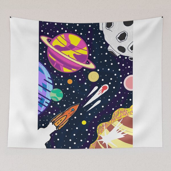 Item preview, Moon and stars with rocket designed and sold by Catherine  Milchard.