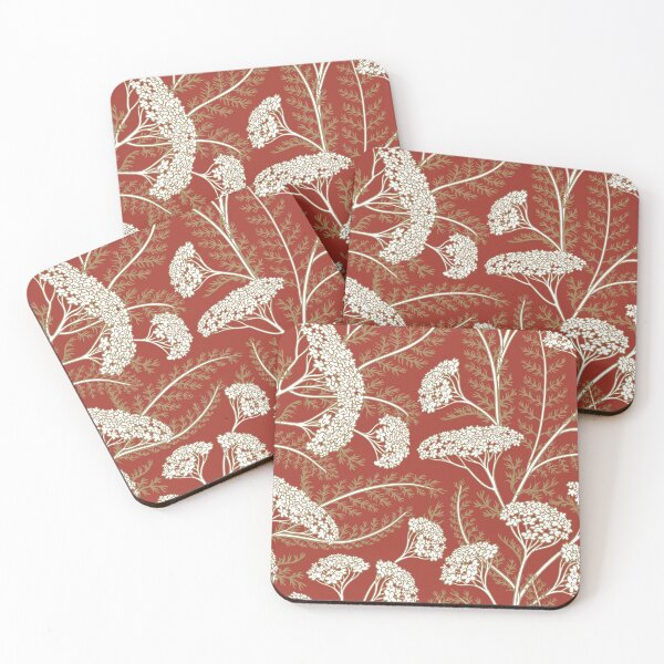 Item preview, blooming heck_white and tan flowers on red designed and sold by quinnhopp.