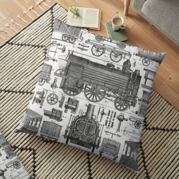 Construction of Locomotives and Railway Cars Floor Pillow