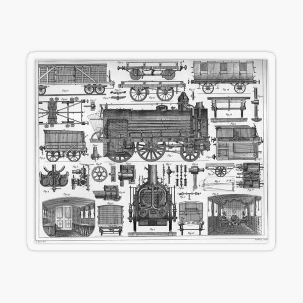 Construction of Locomotives and Railway Cars Transparent Sticker