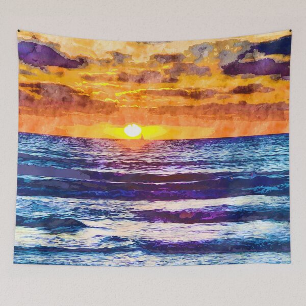 Item preview, A Boat in the Sunset - A Sea Inspired Landscape designed and sold by TheBearandBunny.