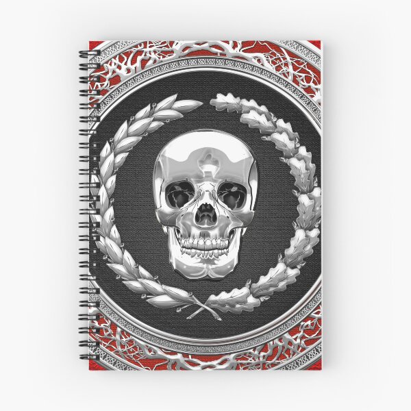 Item preview, Silver Human Skull over Red Leather  designed and sold by Serge Averbukh Art Studio.