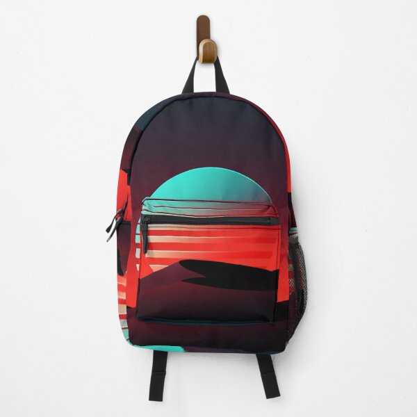 Item preview, 80s Retrowave futuristic desert landscape background with sunset designed and sold by Cursed Design.