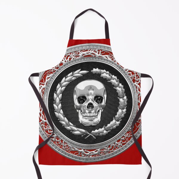 Item preview, Silver Human Skull over Red Leather  designed and sold by Serge Averbukh Art Studio.