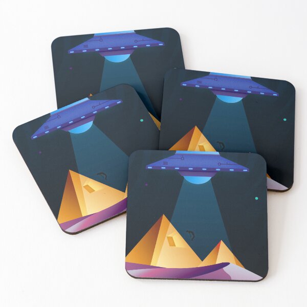 Item preview, Retrowave futuristic desert landscape with Pyramids and aliens designed and sold by Cursed Design.