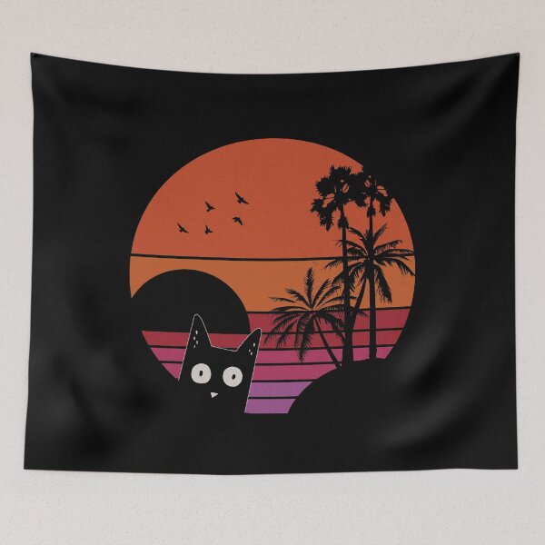 Item preview, Cats retro vintage sunset sea plamen designed and sold by maddinstgt.