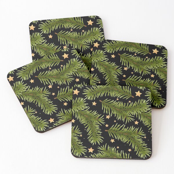 Item preview, Evergreen Forest Starry Night Pattern - Black designed and sold by Kraina.