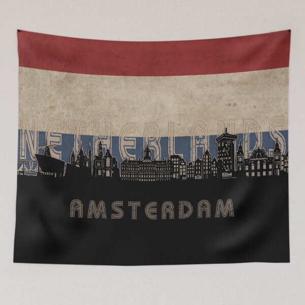 Item preview, amsterdam skyline flag designed and sold by BekimART2.