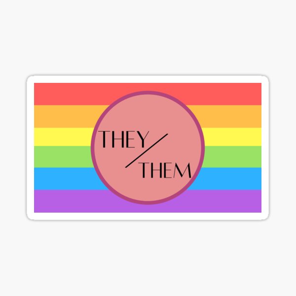 Theythem Pronouns With Pride Flag Sticker For Sale By Mysticteakettle Redbubble 4752