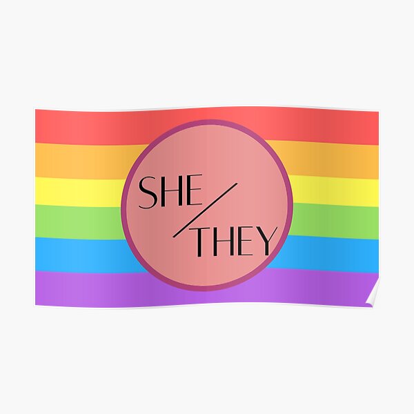 Shethey Pronouns With Pride Flag Poster By Mysticteakettle Redbubble 1714