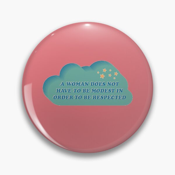 Item preview, A Woman Does Not Have To Be Modest In Order To Be Respected Quote - 70s Groovy Inspired Cloud Design - Blue, Teal, and Yellow designed and sold by annedesignco.