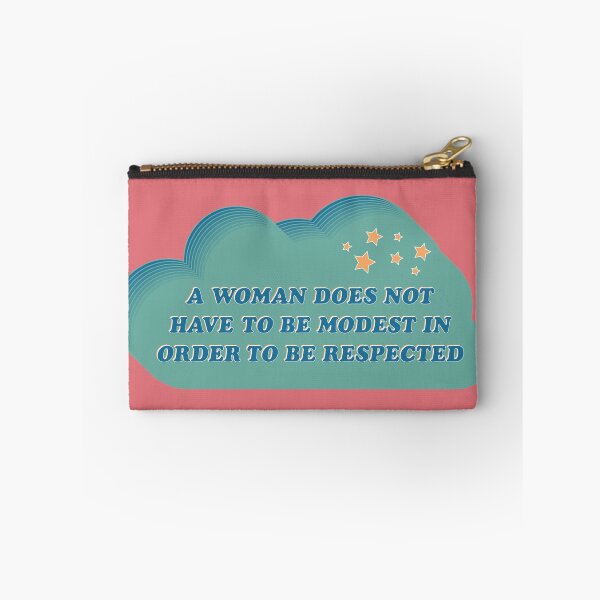 Item preview, A Woman Does Not Have To Be Modest In Order To Be Respected Quote - 70s Groovy Inspired Cloud Design - Blue, Teal, and Yellow designed and sold by annedesignco.