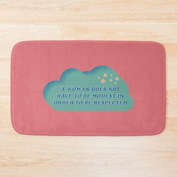 Item preview, A Woman Does Not Have To Be Modest In Order To Be Respected Quote - 70s Groovy Inspired Cloud Design - Blue, Teal, and Yellow designed and sold by annedesignco.