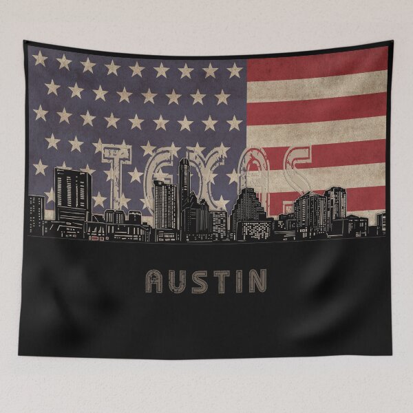 Item preview, austin skyline flag designed and sold by BekimART2.