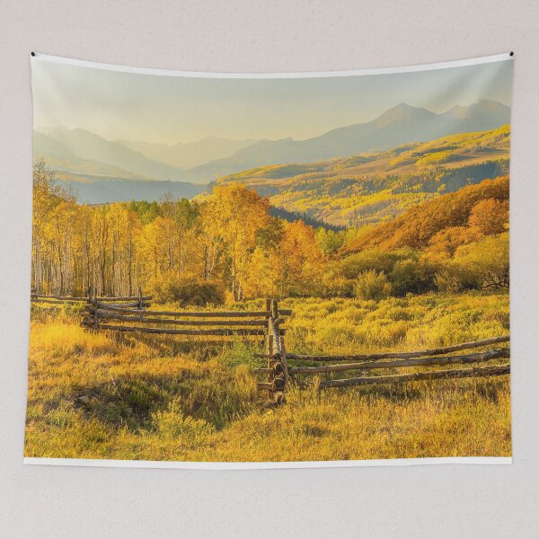 Item preview, Wooden Fence and Aspen Trees in Autumn designed and sold by ScienceSource.