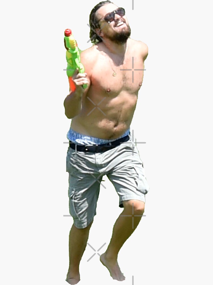"Leonardo DiCaprio Running with Water Gun Meme" Sticker for Sale by