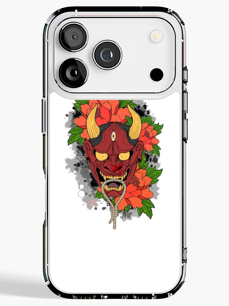 Thumbnail 1 of 5, iPhone Case, Oni Mask Tattoo designed and sold by Rabbid--Rabbit.