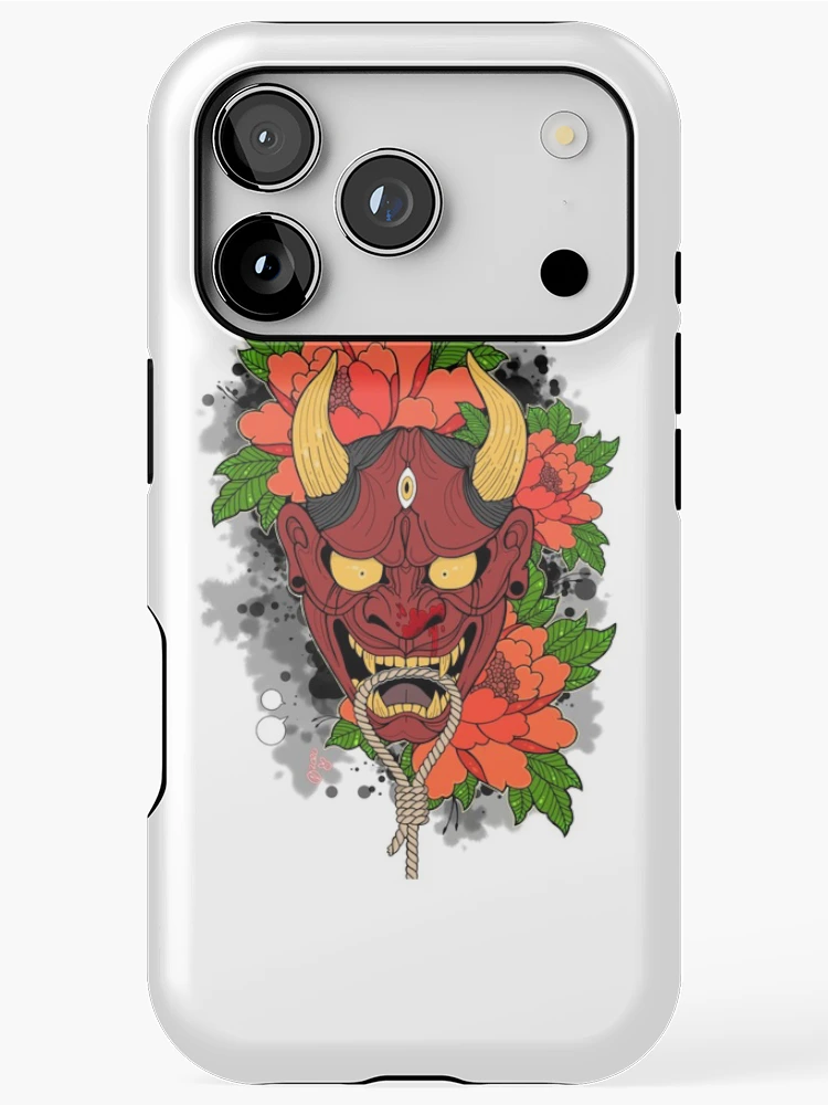 Thumbnail 1 of 4, iPhone Case, Oni Mask Tattoo designed and sold by Rabbid--Rabbit.