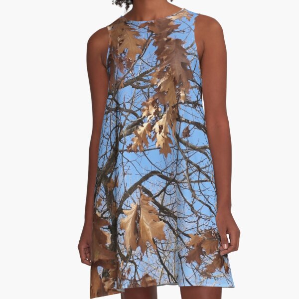 Dry autumn leaves on the tree A-Line Dress