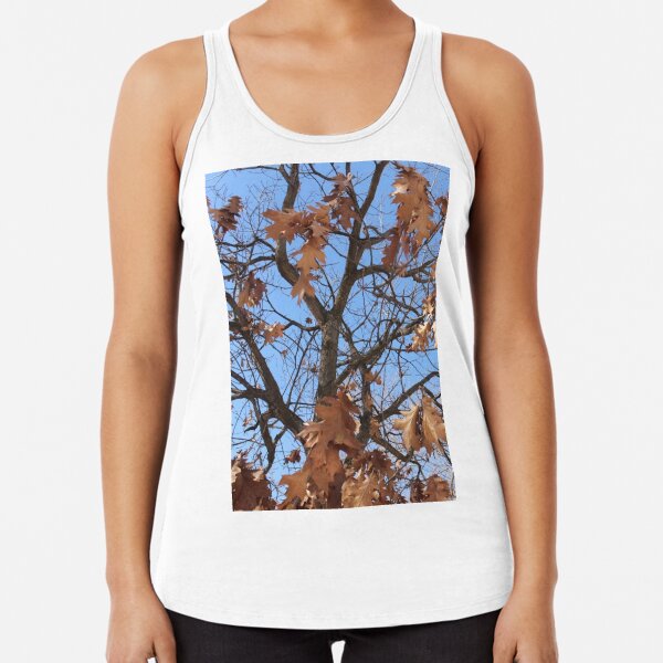 Dry autumn leaves on the tree Racerback Tank Top