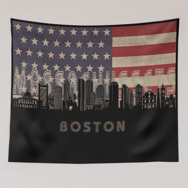 Item preview, boston skyline flag designed and sold by BekimART2.