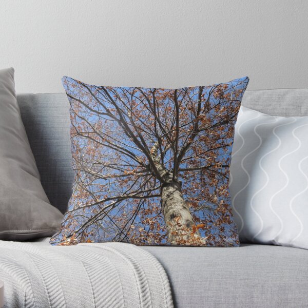 Dry autumn leaves on the tree Throw Pillow