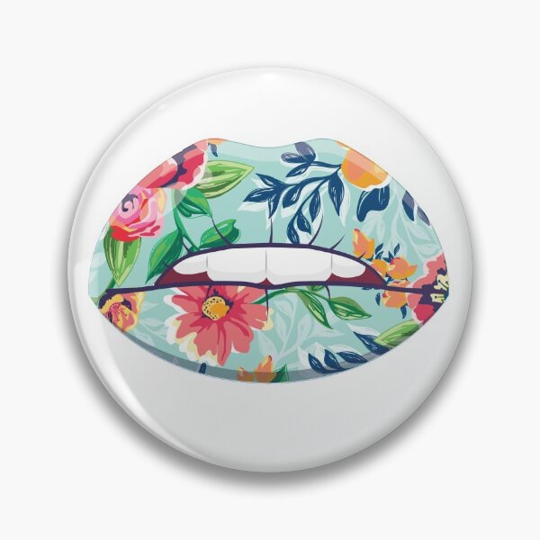 Item preview, Blue Floral Lips, Cute Kiss, Flower Lipstick designed and sold by ScarletCrownArt.