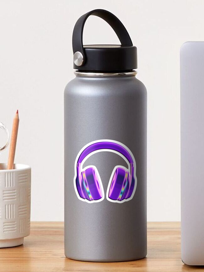 Thumbnail 1 of 3, Sticker, Dark Purple Holo Headphones designed and sold by dinaaaaaah.
